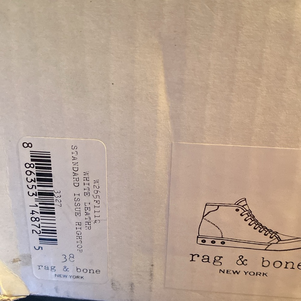 NWT rag & bone Standard Issue High Top Leather Sneakers White. Size 8/38 - Picture 9 of 9